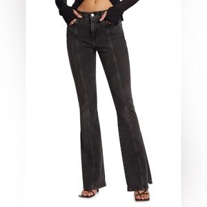 NWT Frame Le High Flare Slit Jeans in Black